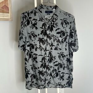 Paul Smith Black and Gray Leaf Print Shirt